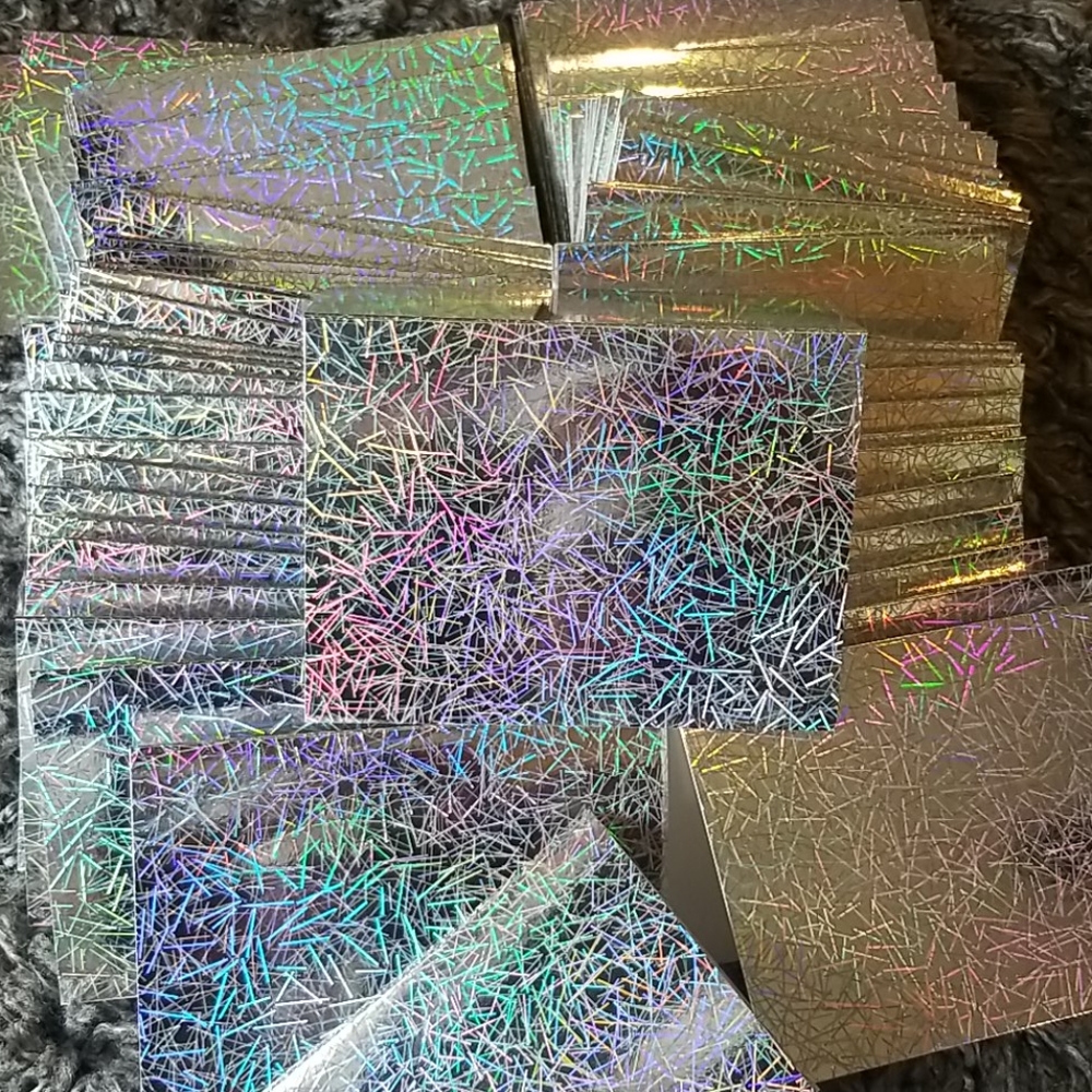100 Holographic Blank Cards / Thankyou Cards - Picture 3 of 4